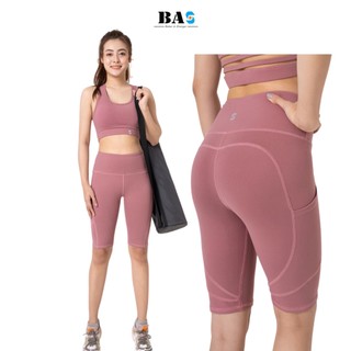 Quần biker short tập gym yoga aerobic BAHUNG thiết kế lưng cao chất thun co giãn đa chiều - QL210410