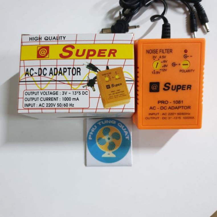 Adaptor AC DC 1000mA - điện 3v 4.5v 6v 9v 12v 13.5v cho máy phun săm radio sạc đa năng adapter - H111