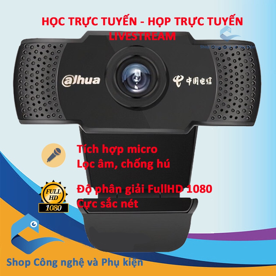 Webcam học trực tuyến và livestream fullhd 1080p có micro thu âm kết nối usb thuận tiện dây dài màu đen Dahua Z2+