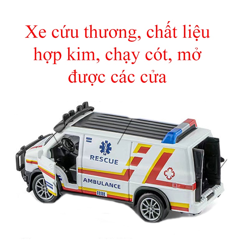 Đồ chơi mô hình xe ô tô cảnh sát, cứu hỏa, cứu thương KAVY bằng hợp kim chạy cót