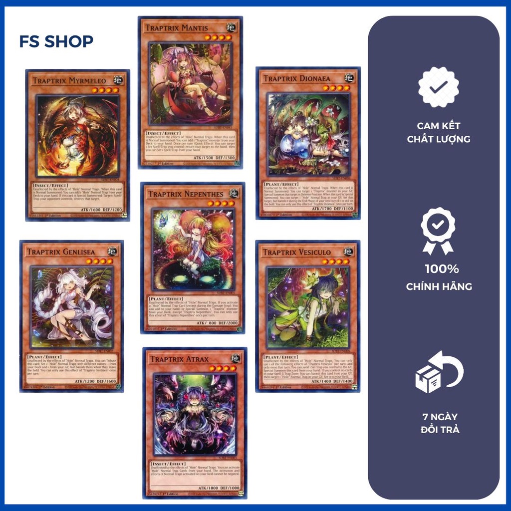 Thẻ bài Yugioh Chính Hãng Set 7 lá Traptrix – Common