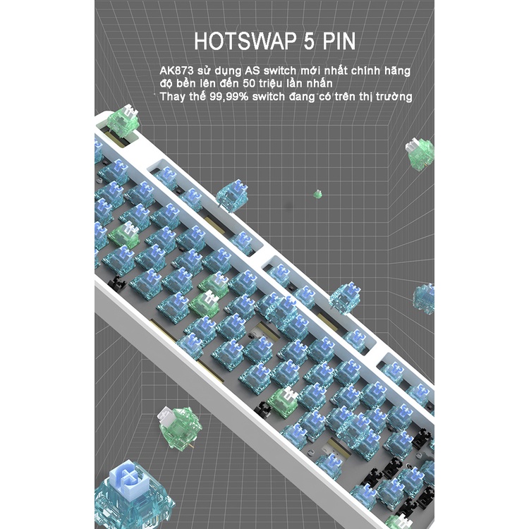 Bàn Phím cơ AJAZZ AK873 có Hotswap Led RGB 2023