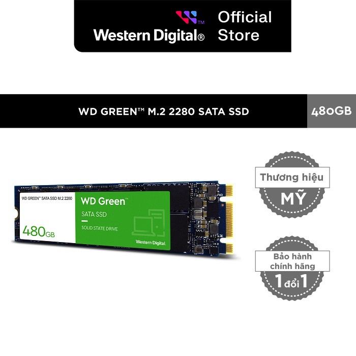 Ổ Cứng SSD Western Digital WD GREEN M.2 2280 Sata III 480GB - WDS480G3G0B