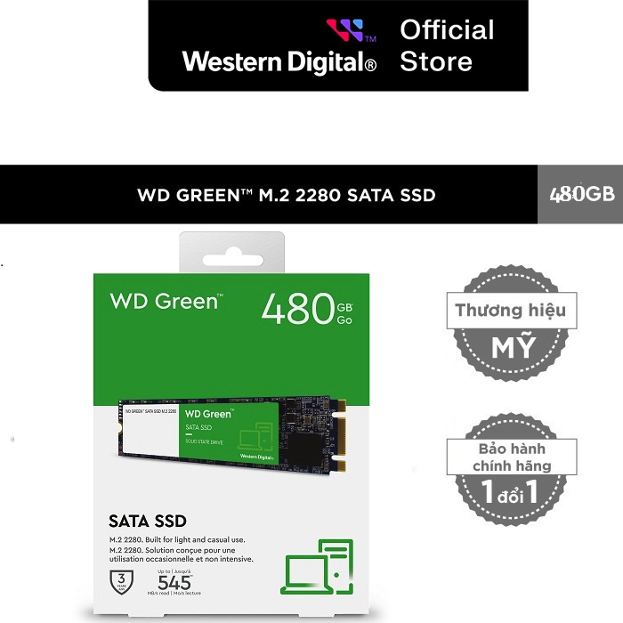 Ổ Cứng SSD Western Digital WD GREEN M.2 2280 Sata III 480GB - WDS480G3G0B