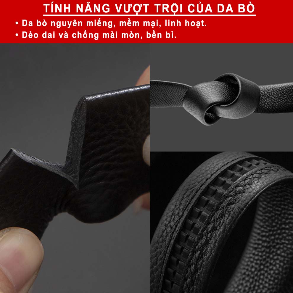 Thắt lưng nam chữ H da bò thật cao cấp kengshop-057009