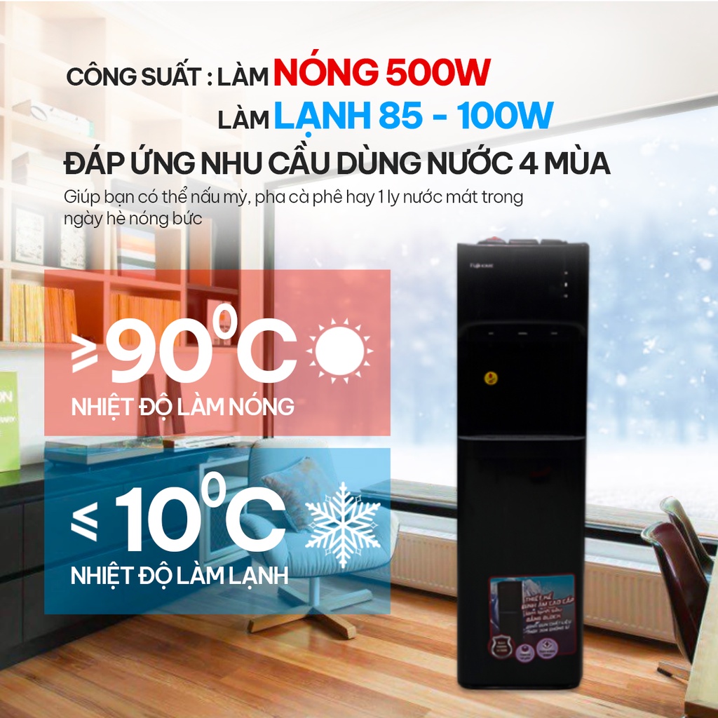 Cây nước nóng lạnh bình âm Fujihome WD606C nhập khẩu chính hãng làm nóng và mát nhanh,khóa vòi nóng an toàn, bh 12 tháng