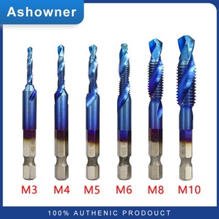 Bộ 6 mũi khoan taro ren hss 6542 m3-m10. bộ 6 mũi khoan taro ren mạ titan thép gió hss cao cấp. mũi khoan tạo ren ptitan