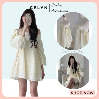 Váy xòe trễ vai buộc nơ chất gấm tafta hai lớp Celyn.clothes