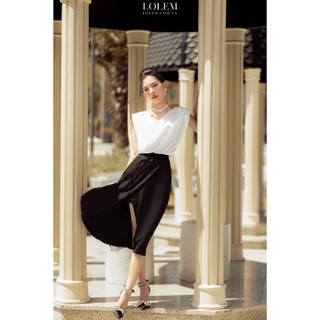 Áo lụa tay hến LOLEM AK1347 thiết kế cổ đổ chất lụa nhẹ và thoáng mát