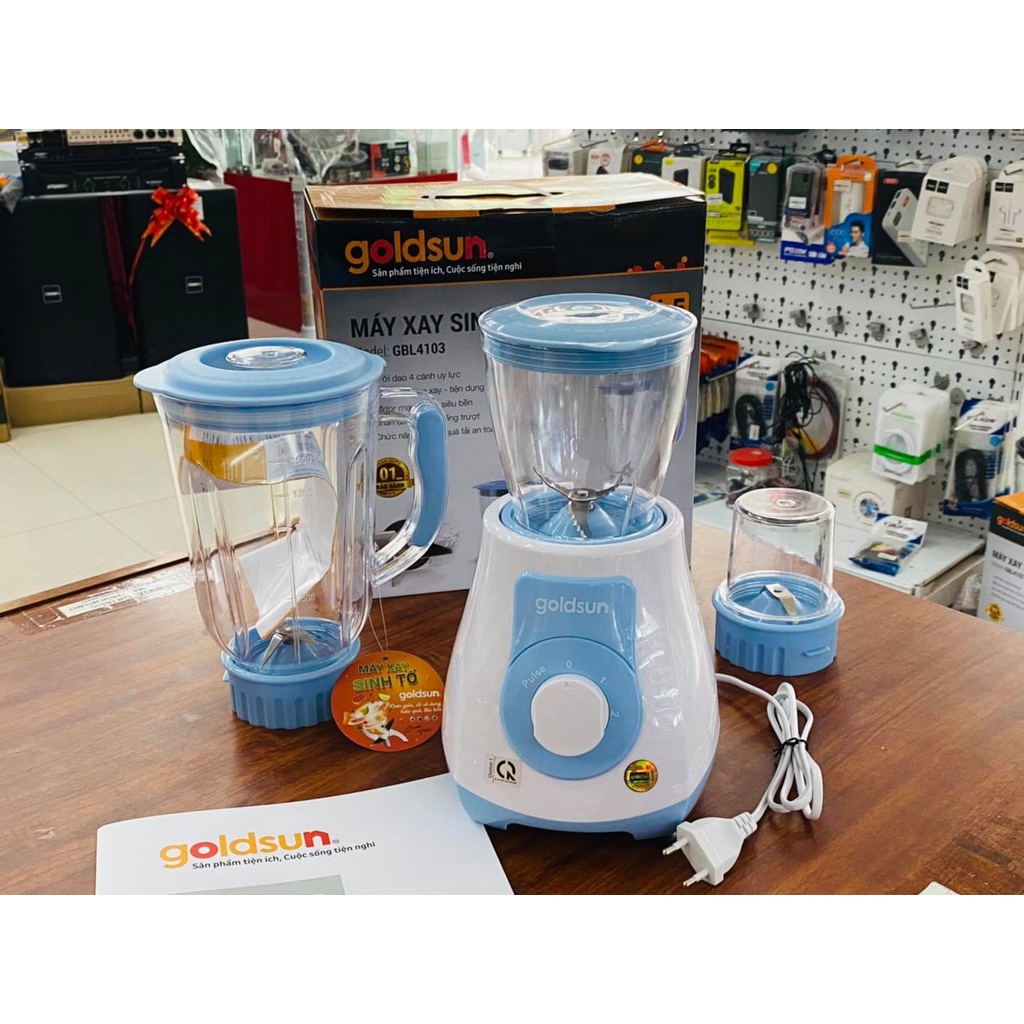 Máy xay sinh tố Goldsun GBL 4103 Tiêu chuẩn EMC Châu Âu, dung tích 1,5L, tự ngắt khi quá tải - Bảo hành 12 tháng