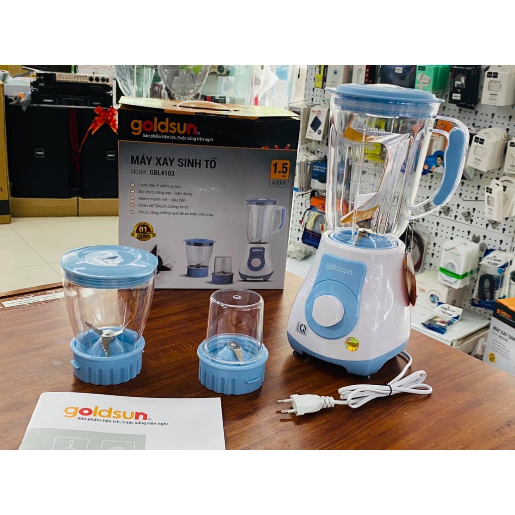 Máy xay sinh tố Goldsun GBL 4103 Tiêu chuẩn EMC Châu Âu, dung tích 1,5L, tự ngắt khi quá tải - Bảo hành 12 tháng