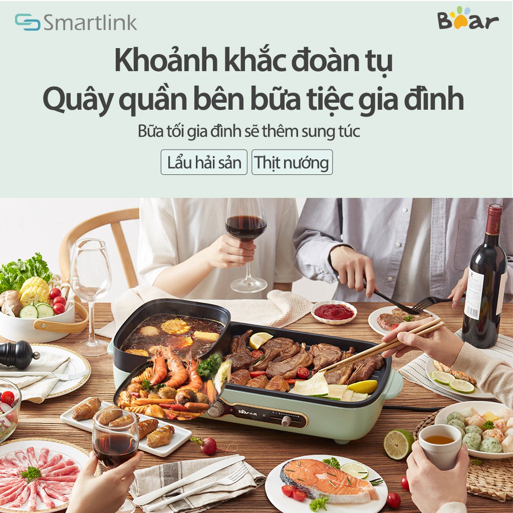 Bếp Nướng Lẩu Điện Đa Năng 2in1 Bear DKL-C15G1 - Bảo Hành 18 Tháng