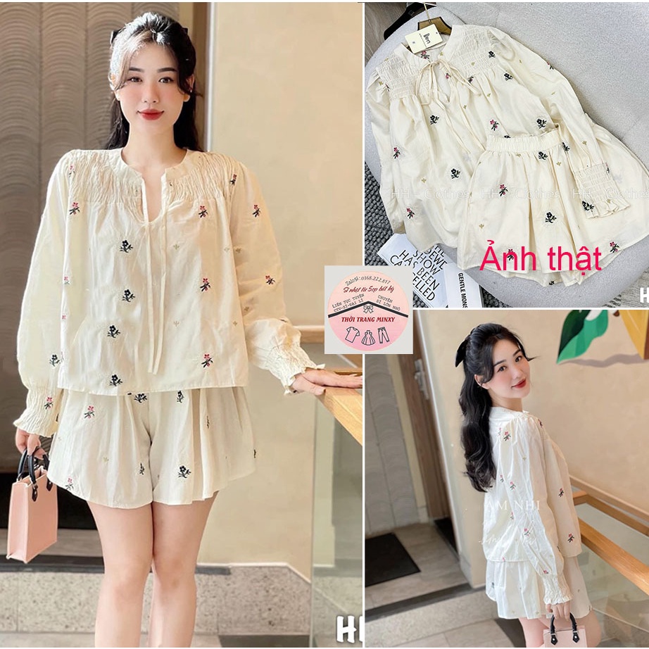 Sét thô hoa cổ tàu tay phồng,bộ quần đùi cộc tay siêu xinh-Minxy shop