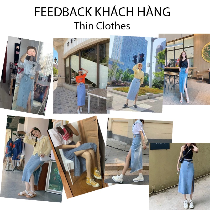 Chân Váy Bò Xẻ Tà, Chân Váy Bò Dài Lưng Cao Phong Cách Ulzzang - Thin Clothes