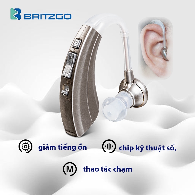 Britzgo Máy trợ thính Hearing Aids siêu nhỏ Bộ khuếch đại Loại pin cho người già không dây cho người điếc Pin 600