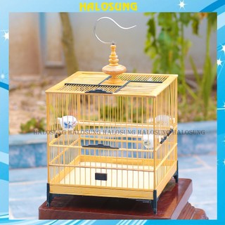 Lồng chim Halosung lồng vuông gỗ chào mào siêu đẹp giá rẻ LC36