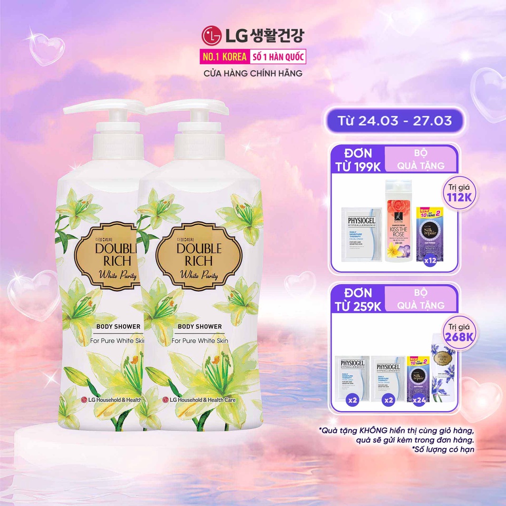 Combo 2 Sữa tắm Double Rich hương hoa chiết xuất từ thiên nhiên - White Lily