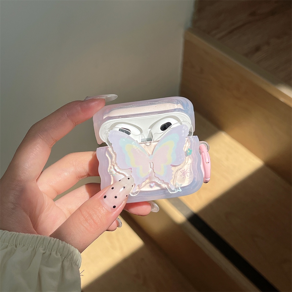 Vỏ Bảo Vệ Hộp Sạc Tai Nghe AirPods Pro 2 / AirPods 1 / 2 / AirPods 3 Bằng Silicon Hình Bướm Phát Sáng