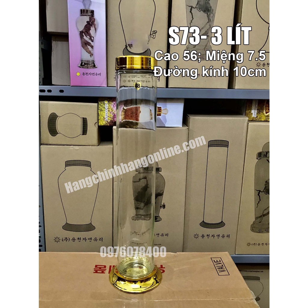 Bình Ngâm Rượu Hàn Quốc 3 Lít , Bình Thuỷ Tinh Yongcheon, BHQ-S73