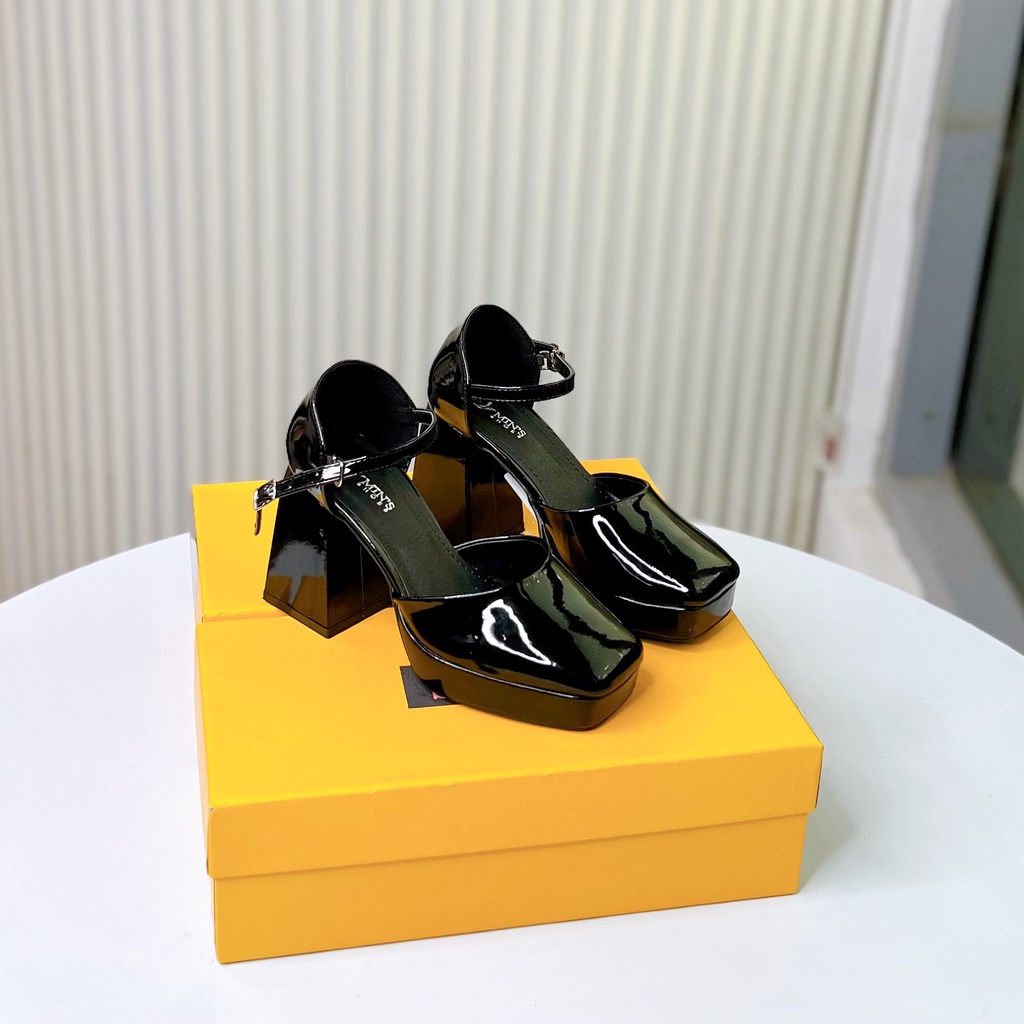 Min's Shoes - Giày Cao Gót Mũi Vuông Đế Đúp Da Bóng S486