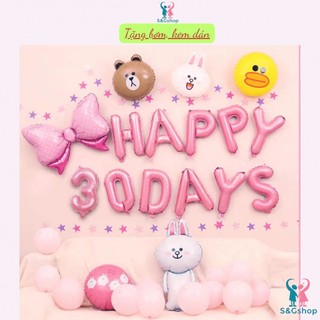 Set bóng trang trí sinh nhật,đầy tháng Gấu bông cho bé tặng kèm keo và bơm