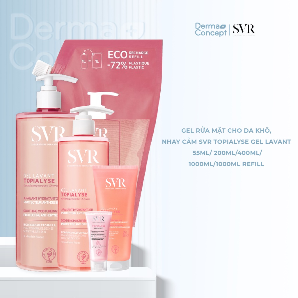 Gel rửa mặt cho da khô nhạy cảm SVR Topialyse Gel Lavant 55ml/ 200ml
