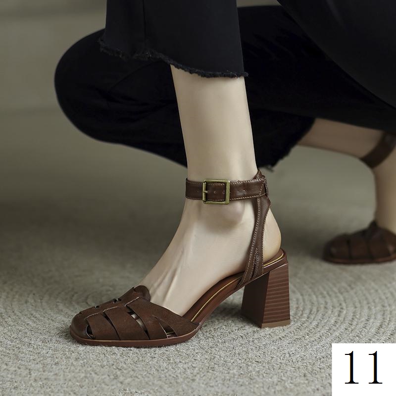 Giày Sandal Cao Gót Hở Ngón Phong Cách Retro Mùa Hè Mới Phổ Biến Cho Nữ