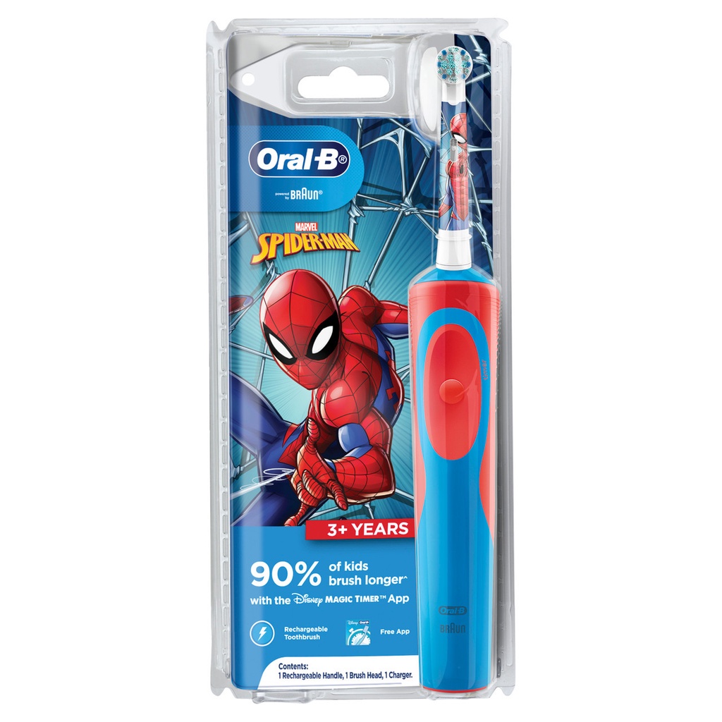 Bàn Chải Điện Trẻ Em Từ 3 Tuổi Oral-B Stages Power 3+, Bàn Chải Điện Cho Bé Spiderman &amp; Frozen