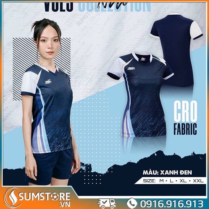 Áo Bóng Chuyền Nữ Vol 3 Xanh Đen - Đồ Thể Thao Cao Cấp