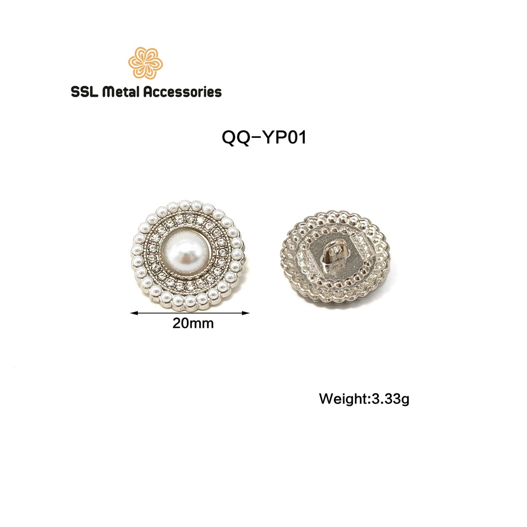Cúc áo cườm kim loại thời trang mới dành cho áo dạ, váy đầm, áo sang trọng QQ-YP01 20mm (1 cái)