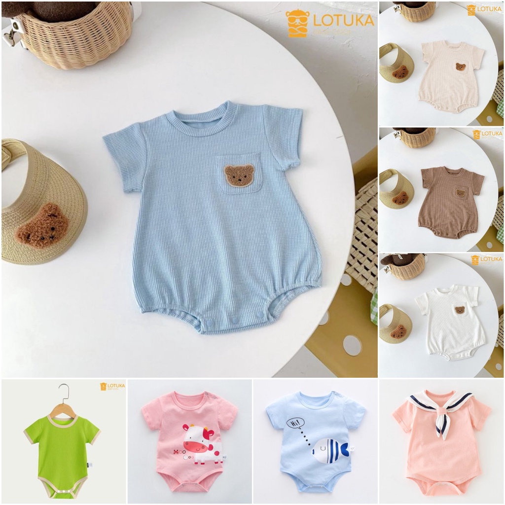 Bodysuit Thun Tăm Mát Lạnh LOTUKA, Body Chip Liền Thân Đáng Yêu, Mẫu Quần Áo Cho Bé Từ 3-12kg