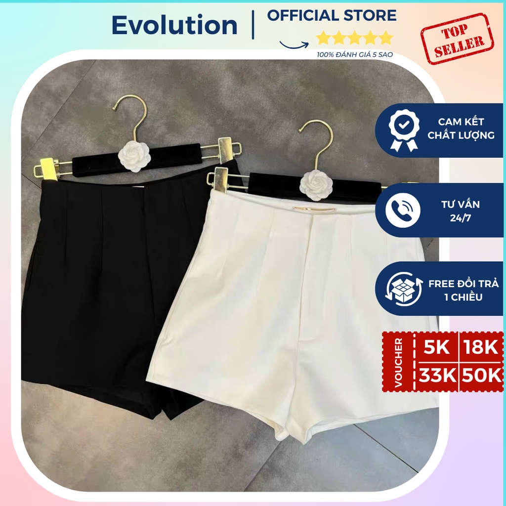 Quần Short Đùi Nữ BIG SIZE Cạp Cao Dáng Ngắn Vải Kaki Giãn 2 Lớp Chuẩn Form Loại 1 EVO-95