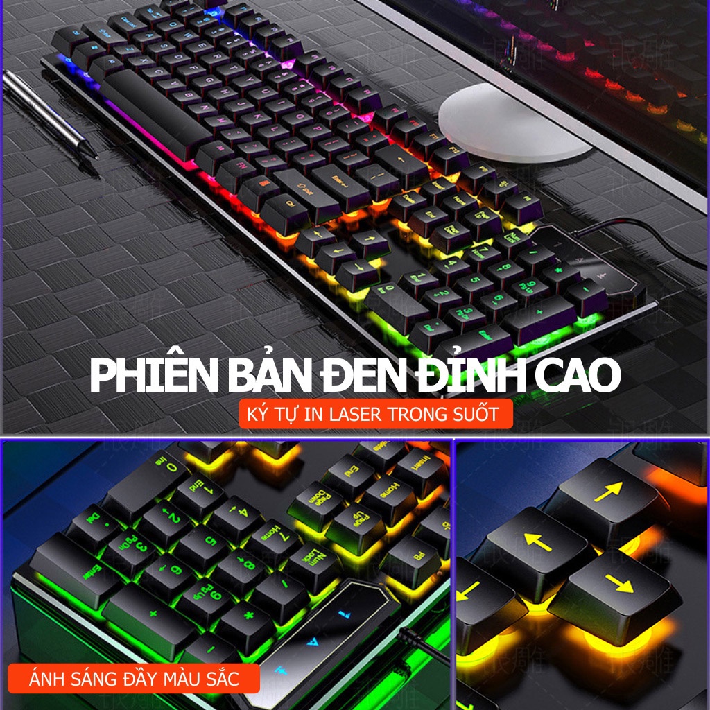 Bộ Bàn Phím Vi Tính Giả Cơ Gaming Có Đèn LED