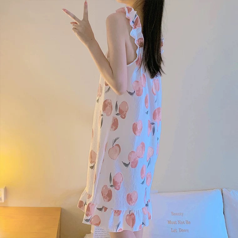 Babyfair. Đầm Ngủ Hai Dây In Họa Tiết Dễ Thương Phong Cách Hàn Quốc Thời Trang Mùa Hè Cho Nữ | BigBuy360 - bigbuy360.vn