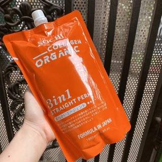 Kem duỗi ép 3 in 1 straight perm sochi collagen organic nhật bản 1000ml tự định hình