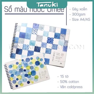 Sổ tô màu nước Umee gáy xoắn Coldpress size A4/A5.