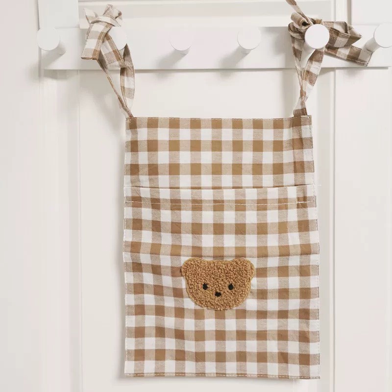 Túi treo đồ chất liệu vải Cotton mềm mại có Sticker Gấu Liminho Shop