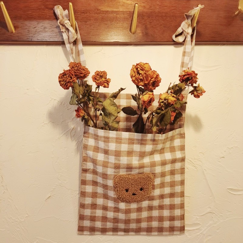 Túi treo đồ chất liệu vải Cotton mềm mại có Sticker Gấu Liminho Shop