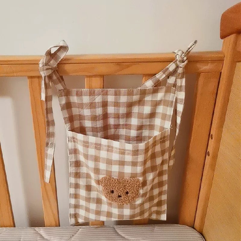 Túi treo đồ chất liệu vải Cotton mềm mại có Sticker Gấu Liminho Shop