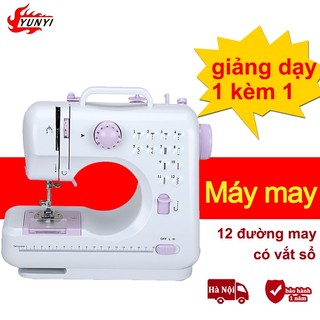 Máy may mini gia đình,Máy may để bàn 12 đường may, có vắt sổ, may được vải thun kèm chân vịt