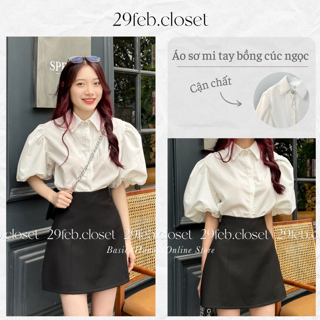 Áo sơ mi tay bồng cúc ngọc - 29feb.closet - A233
