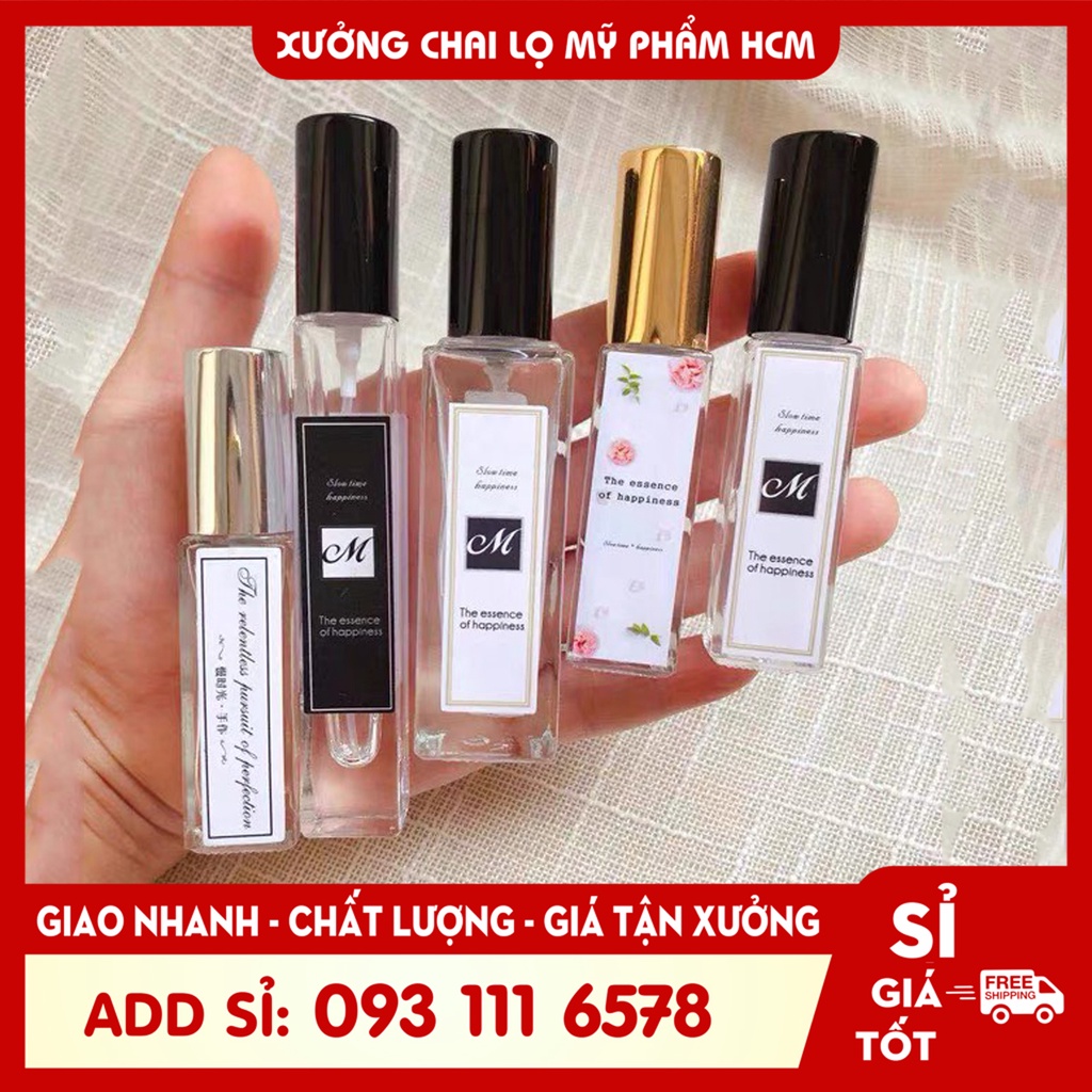 Lọ Chiết Nước Hoa Trụ Vuông Dài 3ML/5ML/10ML/20ML/30ML Chai Lọ Chiết Nước Hoa Thủy Tinh Đựng Dầu Thơm Tiện Dụng