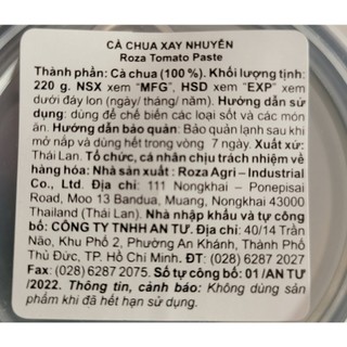 [Hộp nhỏ 220g] CÀ CHUA XAY NHUYỄN [Thailand] ROZA Tomato paste (halal) (atu)