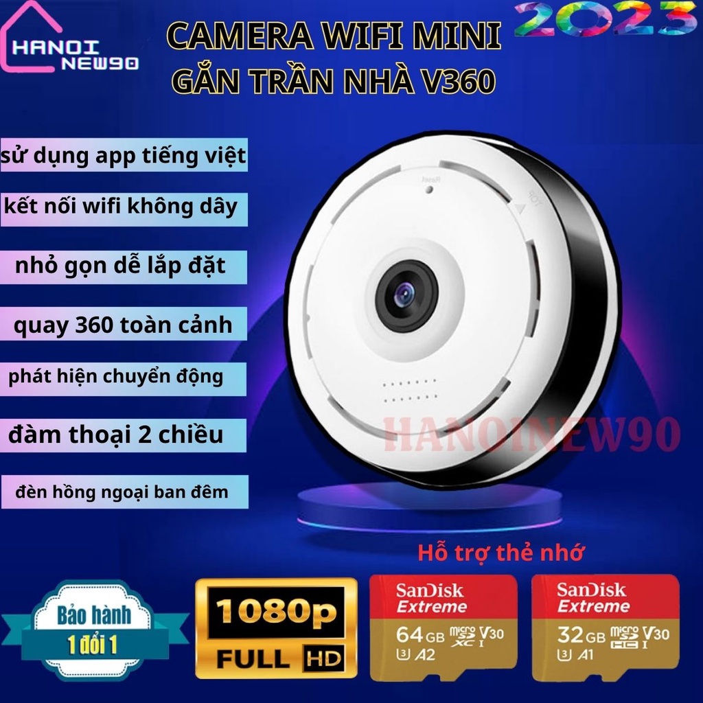 camera gắn trần nhà v380,quay toàn cảnh 360 độ full HD-CAMERA không dây an ninh,đàm thoại 2 chiều-kết nối wifi tự động