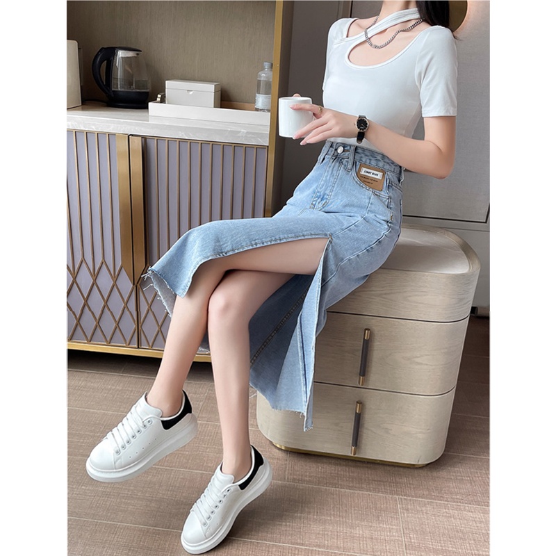 Chân Váy Bò Xẻ Tà, Chân Váy Bò Dài Lưng Cao Phong Cách Ulzzang - Thin Clothes