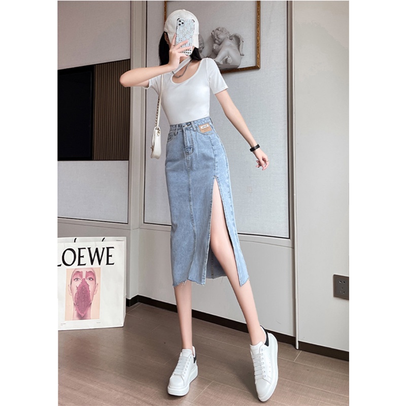 Chân Váy Bò Xẻ Tà, Chân Váy Bò Dài Lưng Cao Phong Cách Ulzzang - Thin Clothes