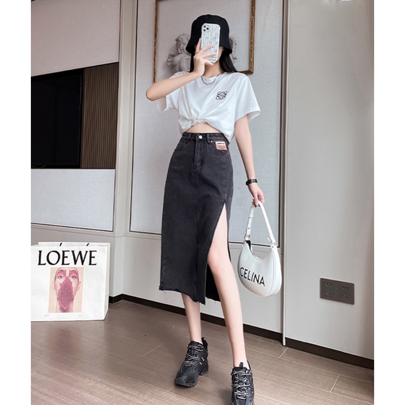 Chân Váy Bò Xẻ Tà, Chân Váy Bò Dài Lưng Cao Phong Cách Ulzzang - Thin Clothes