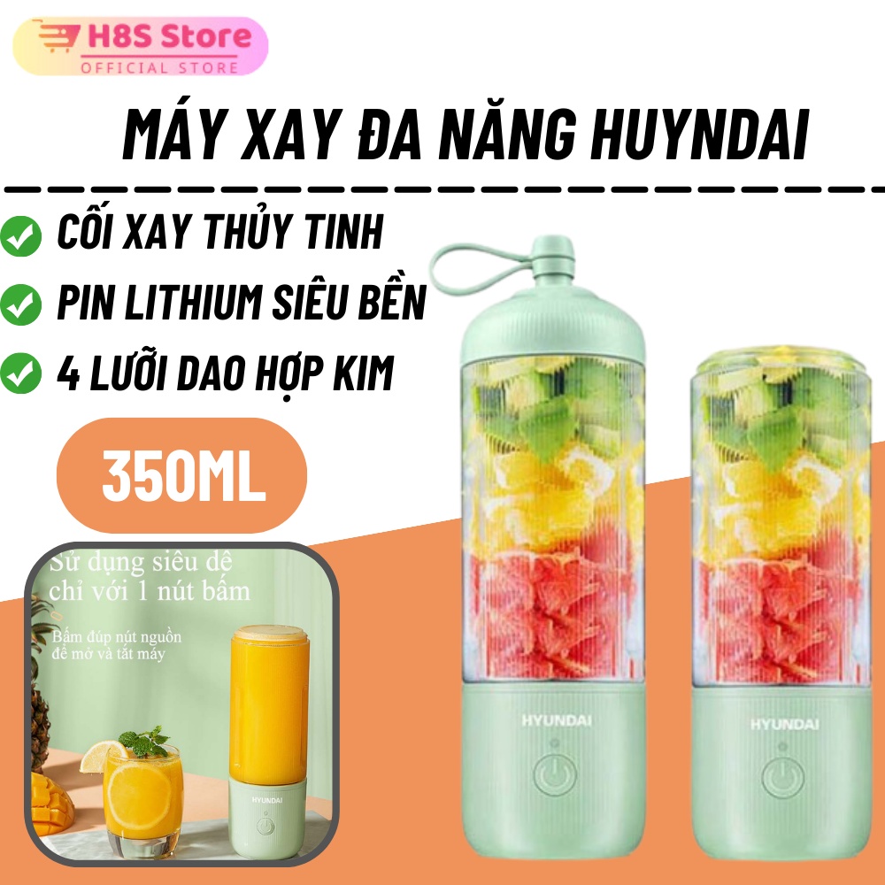 Máy Xay Sinh Tố Cầm Tay Đa Năng Hyundai Thế Hệ Mới - Dòng Máy Xay Sinh Tố Mini Cực Tiện Lợi, 4 Lưỡi Cao Cấp