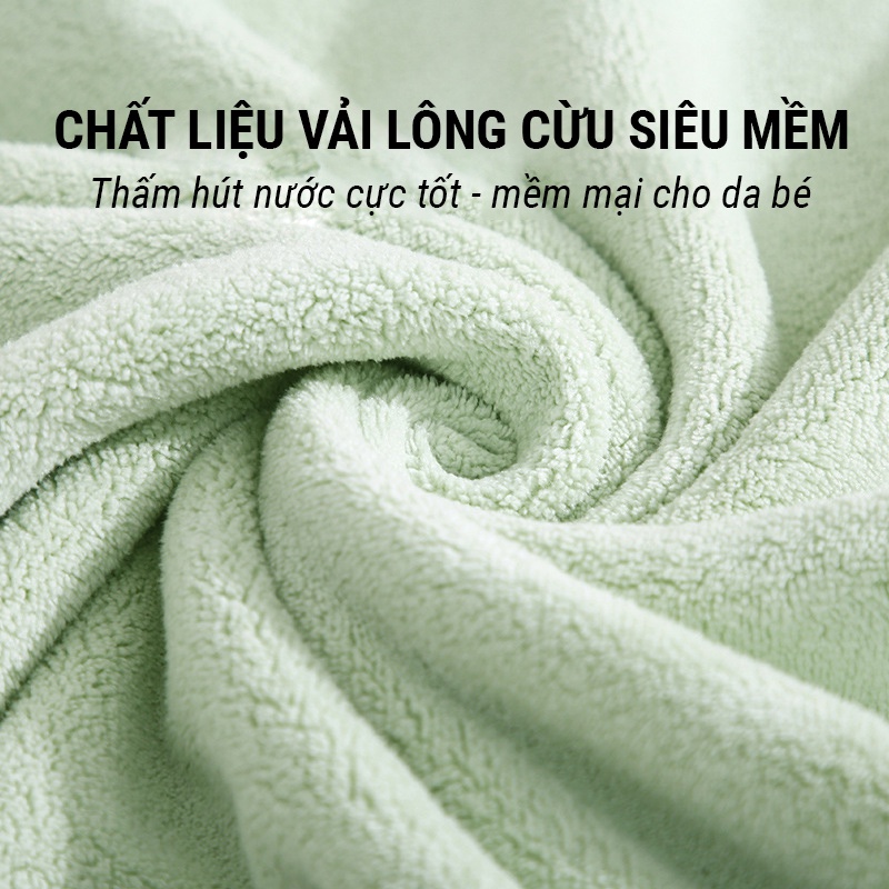 Khăn tắm cho bé sợi lông tuyết siêu mềm mịn, thấm hút nước tốt, phù hợp cho bé sơ sinh, dùng làm khăn tắm chăn quấn