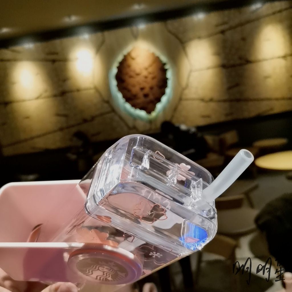 Bình nước cute Starbucks 290ml kèm túi đeo vai hoa tiết hoa anh đào xinh xắn Pinchana